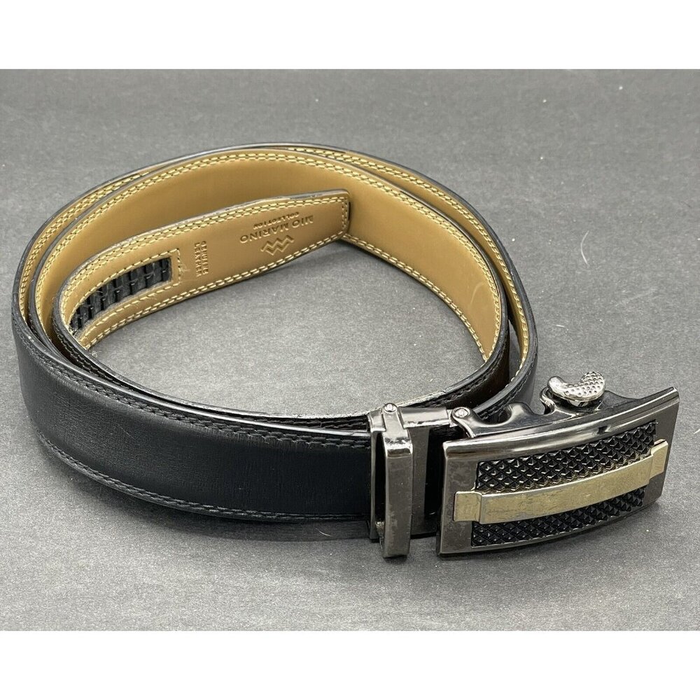 Mio Marino Black Genuine Leather Ratchet Belt - Men's Size 30" - 40" See pics
